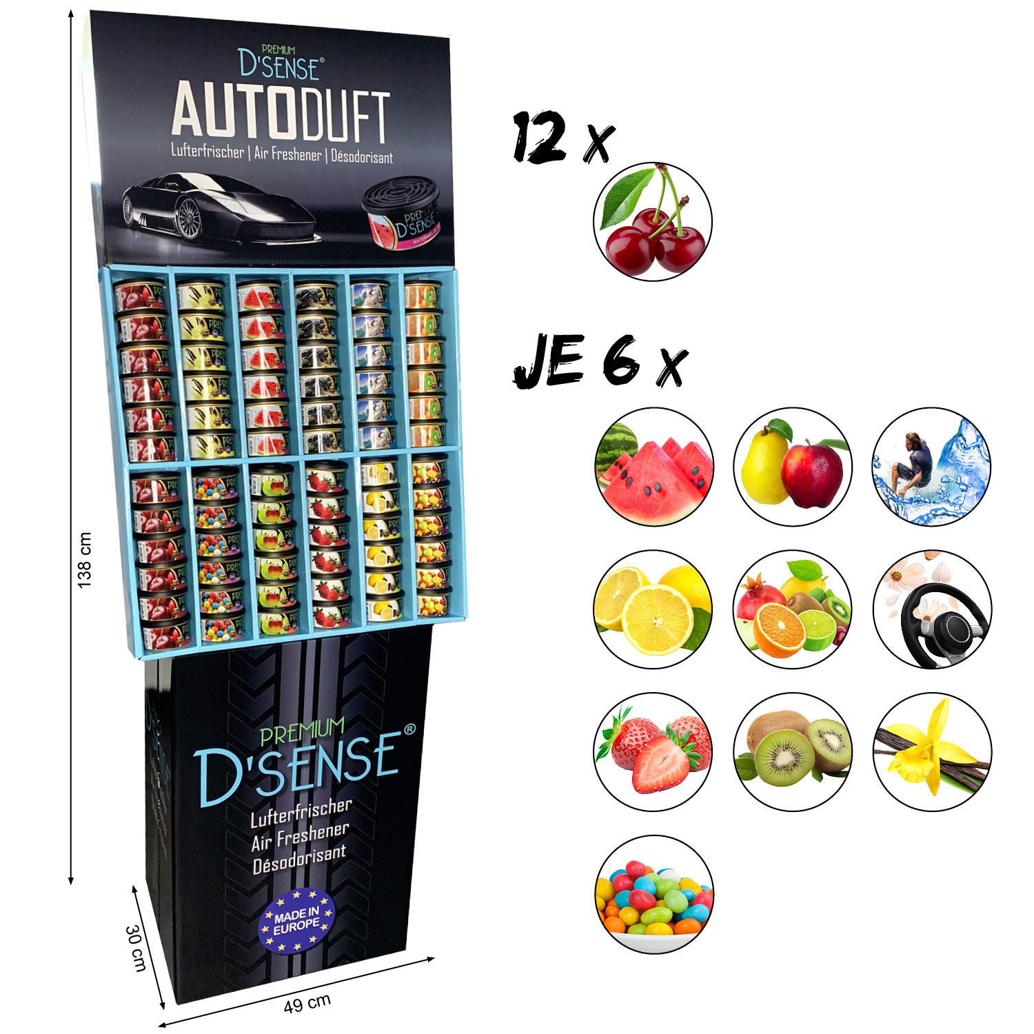 72er Display Duftdosen fürs Auto und zuhause 11 Sorten