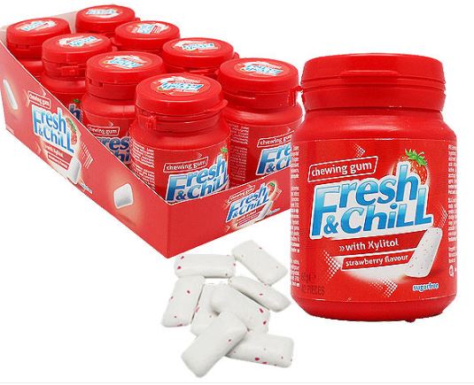 8 x Fresh & Chill Kaugummi - Erdbeergeschmack - a 60g MHD:7.12.27