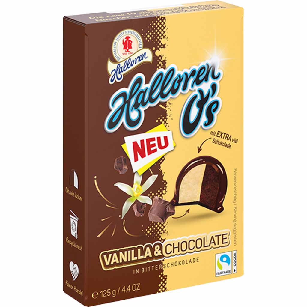 Original Halloren Kugeln O's Vanilla & Chocolate 125g MHD:17.7.24