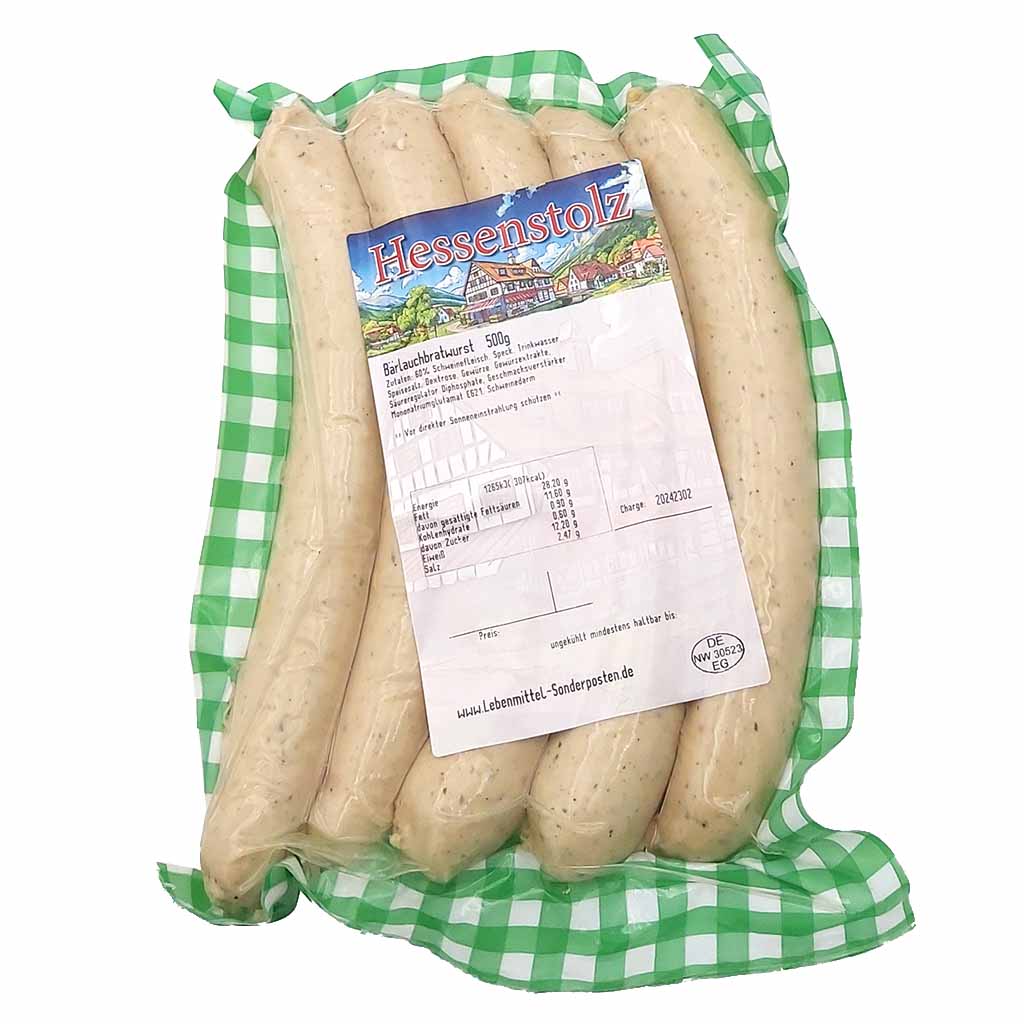 Hessenstolz_B-rlauchbratwurst_500g-3 Hessenstolz Bärlauch Bratwurst 5er 500g - Grillwurst, zum Grillen