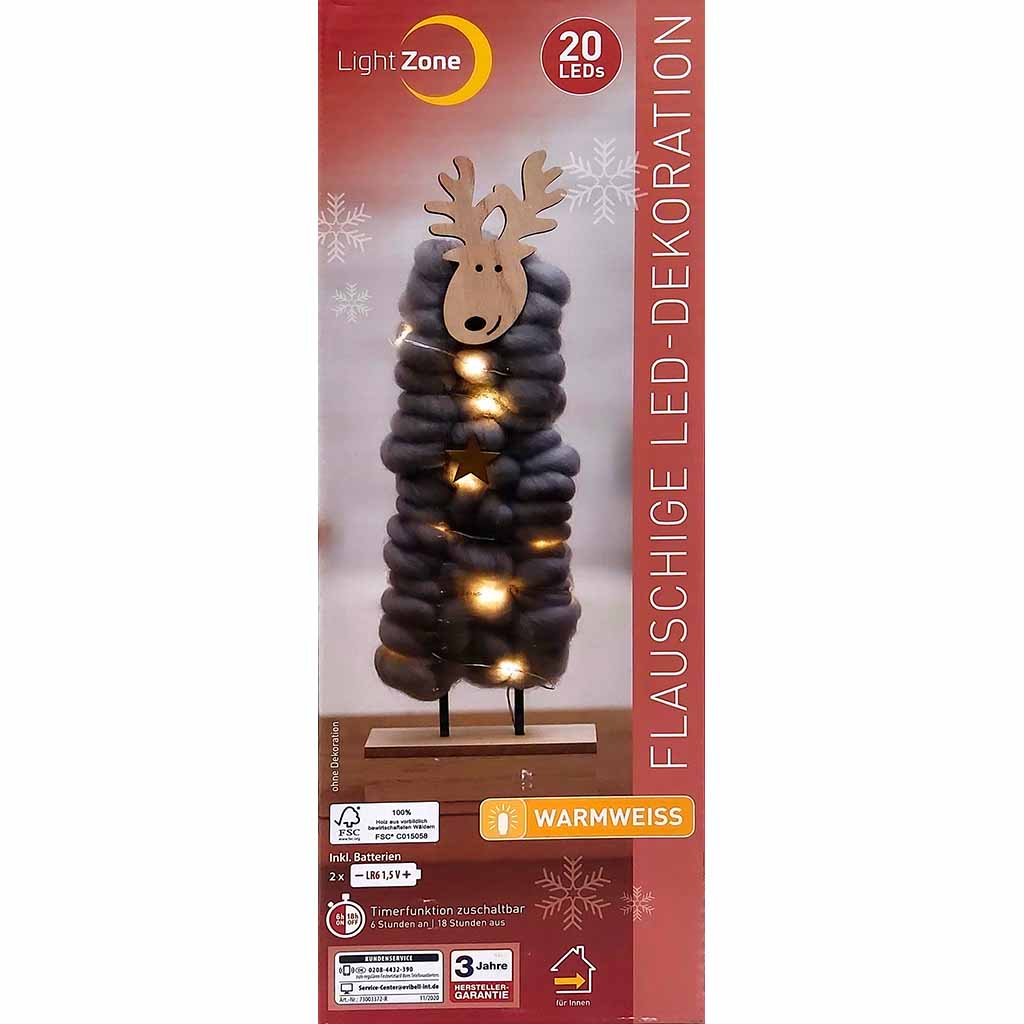 Flauschige LED Dekoration 20 Leds 30cm Höhe
