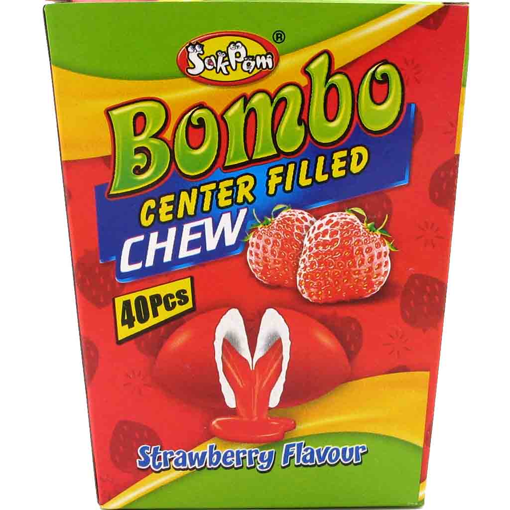 Bombo Center Filled Chew Strawberry 160g MHD:17.1.25