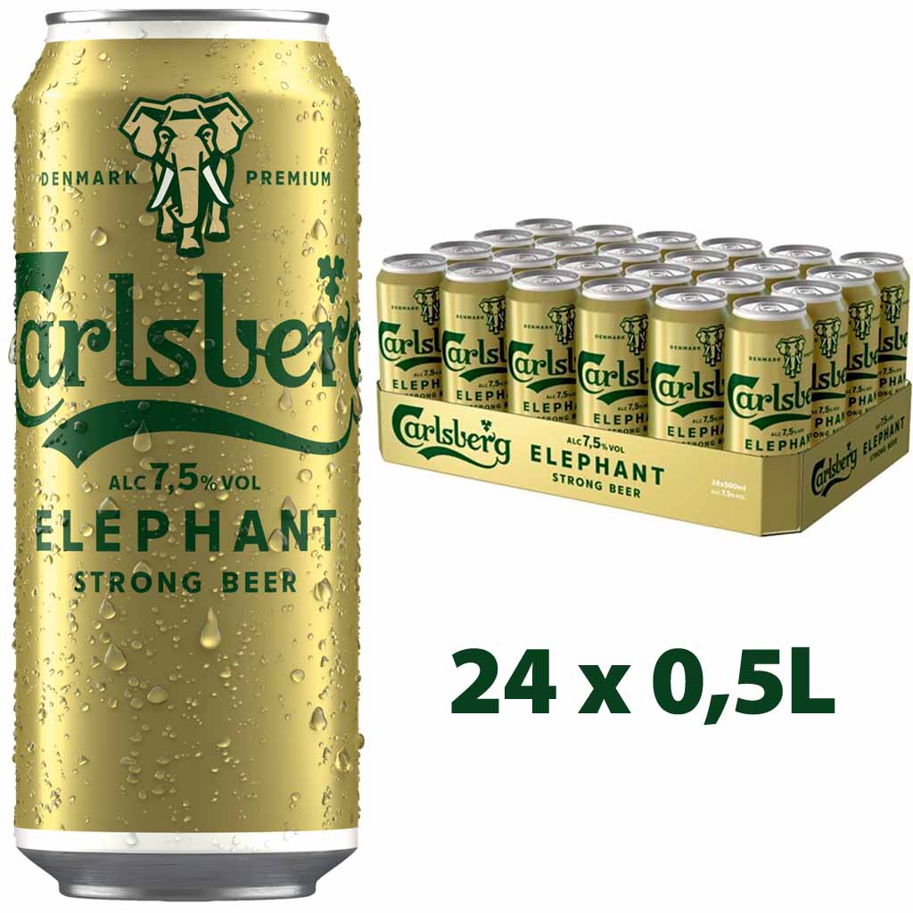 24x Carlsberg Elephant Strong Beer Alc 7,5% Denmark Premium Bier 0,5l MHD:4.8.25