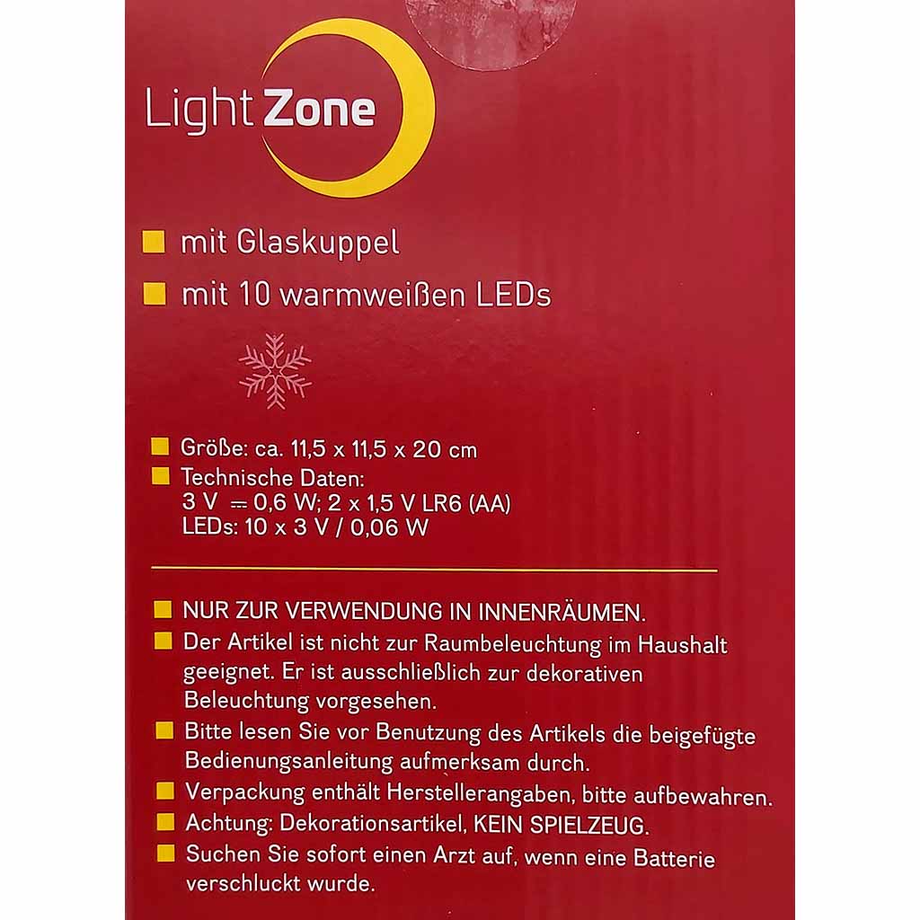 Deko Glaskuppel mit 10 Leds