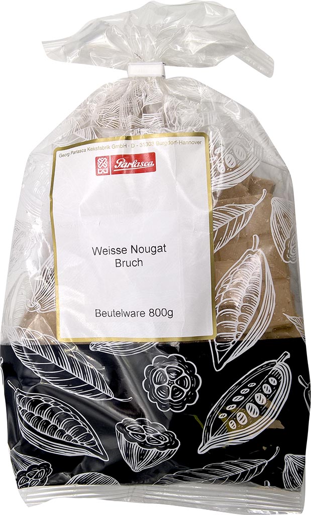 Parlasca Schokoladenbruch Weisse Nougat 800g Beutel MHD:30.12.22