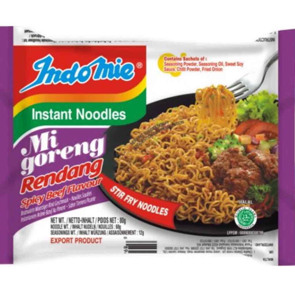 Indomie Instant Nudelgericht Rendang würziger Rindfleischgeschmack 40x80g=3200g MHD:25.7.23