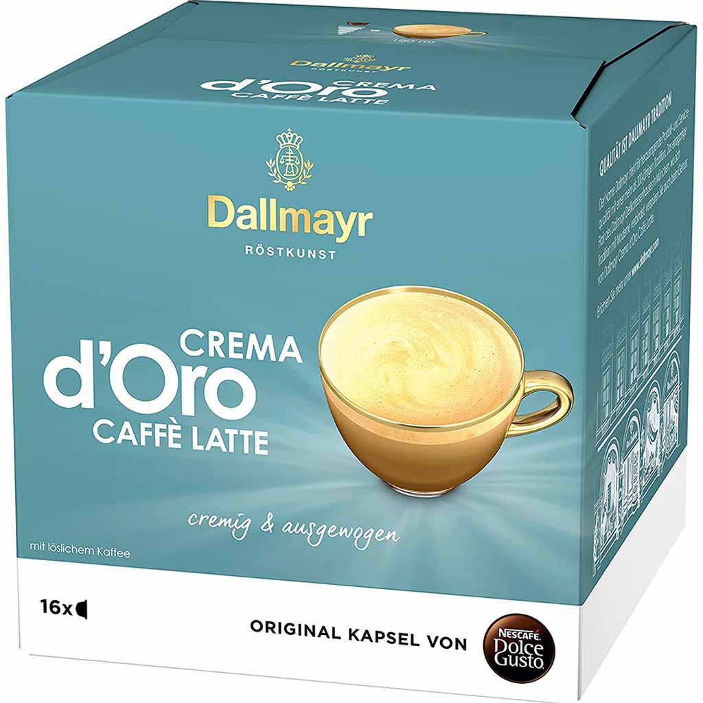 Nescafe Dolce Gusto Kapseln Dallmayr d'Oro Caffe Latte 16 Tassen 160g MHD:30.4.22