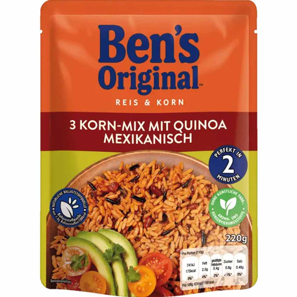 6x Bens Original Express 3 Korn Mix mit Quinoa Mexikanisch á 220g=1320g MHD:15.9.22