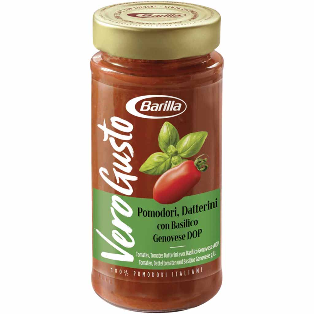 Barilla Vero Gusto Pomodori - Datterini con Basilico Genovese DOP 300g MHD:26.1.24