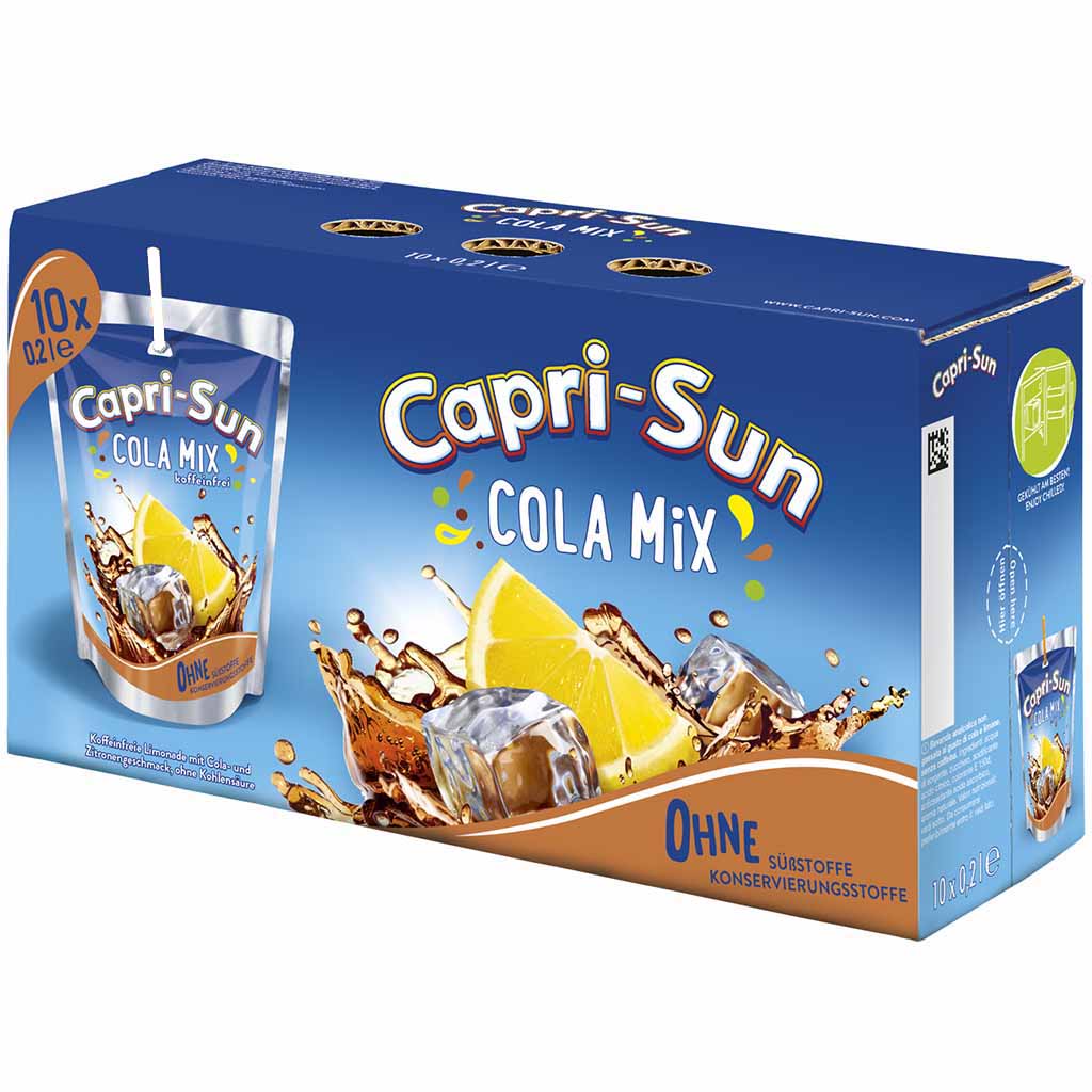 Capri-Sun Cola Mix 10x 200ml  2L   Capri Sonne mit Papiertrinkhalmen