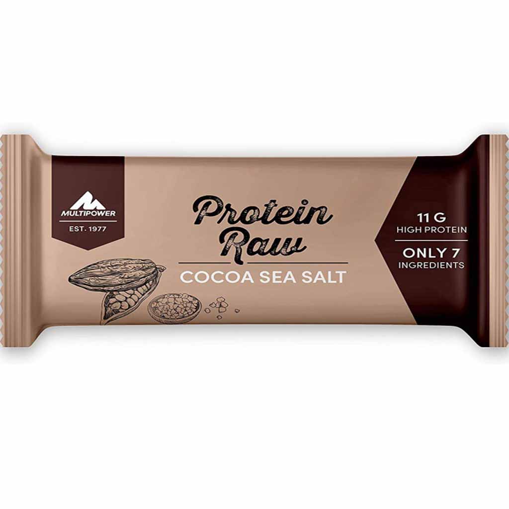 20x Multipower Proteinriegel Raw Kakao Meersalz á 45g=900g MHD:30.3.20