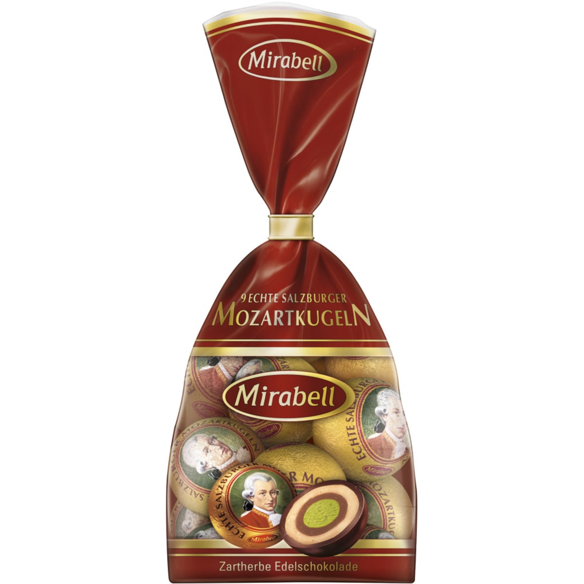 Mirabell Mozartkugeln Säckchen 9er 150g MHD:29.5.21