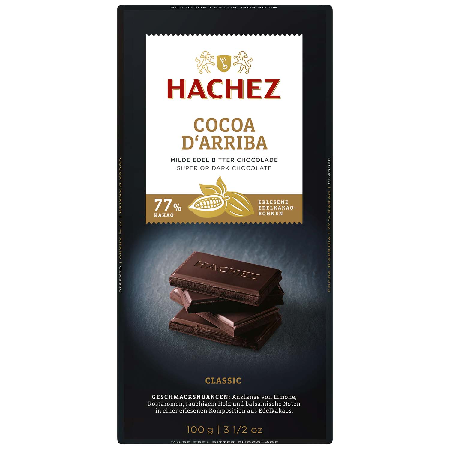 Hachez Tafelschokolade Cocoa d'Arriba Classic 77% Kakao 100g MHD:1.2.26